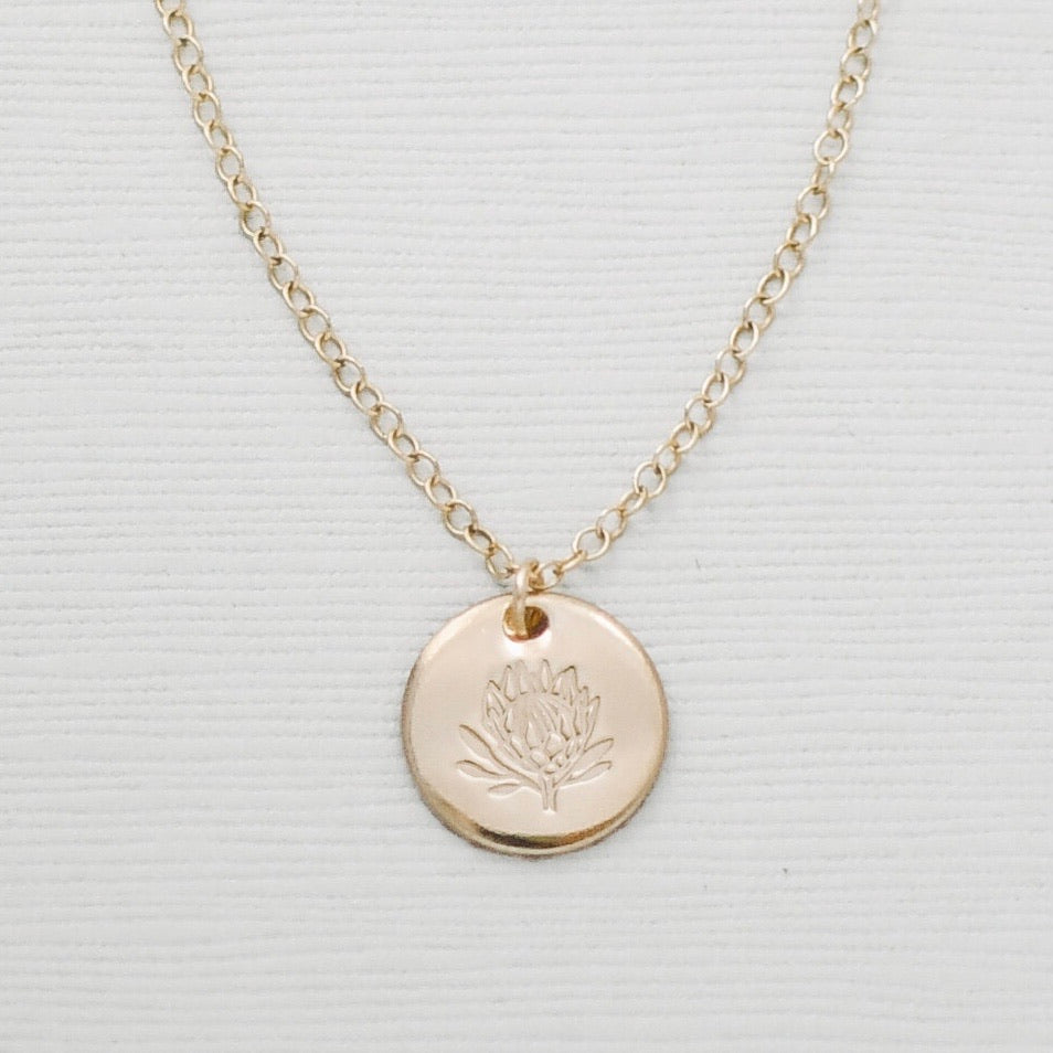 Protea Disc Necklace - 1/2” - Gold Clove