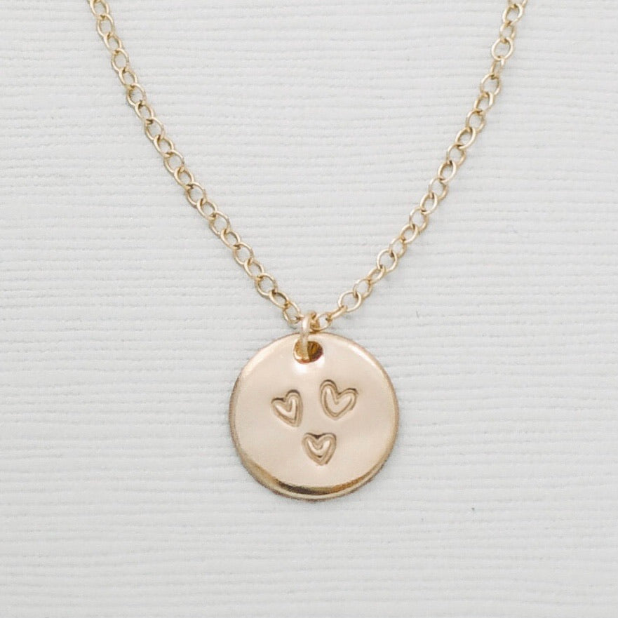 Hearts Disc Necklace - 1/2” - Gold Clove