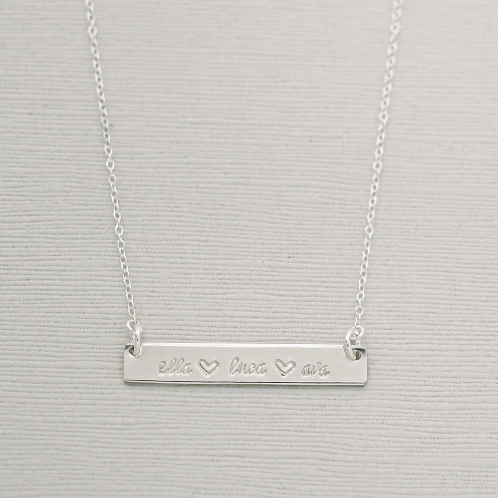 1.5” Sterling Silver Bar Necklace - Gold Clove