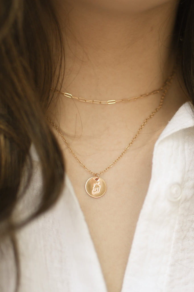 Pregnant Mama Disc Necklace - 1/2” - Gold Clove